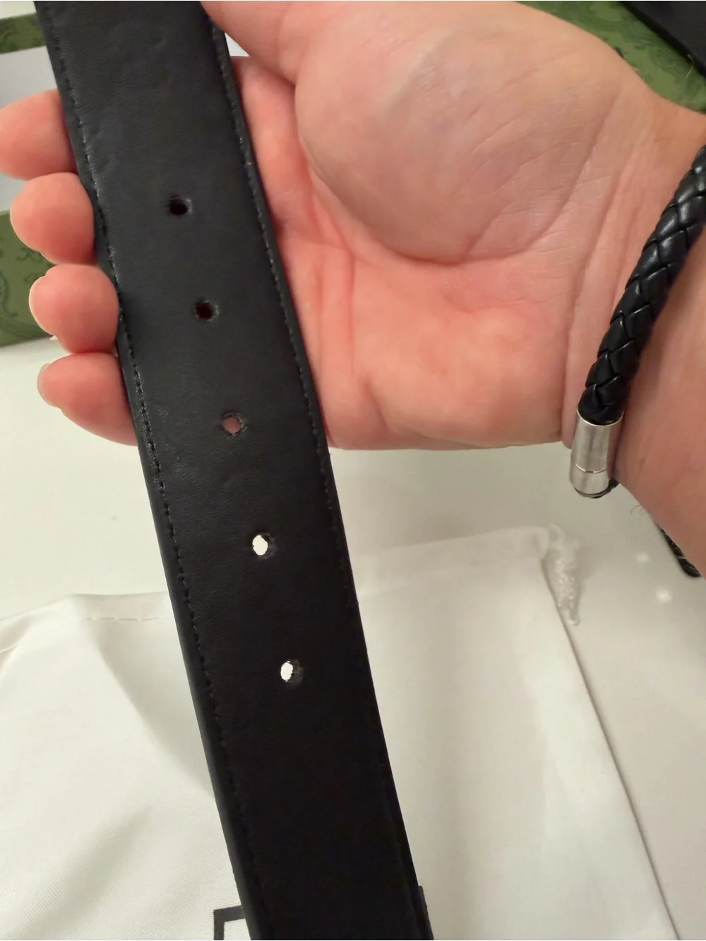Gucci Black Embossed GG Leather Belt with Matte Black Double G Buckle